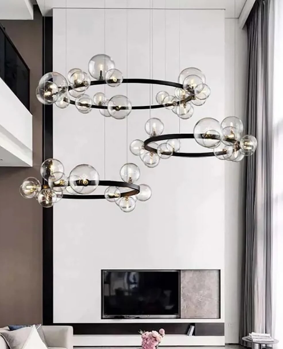 Double Spiral Glass Chandelier