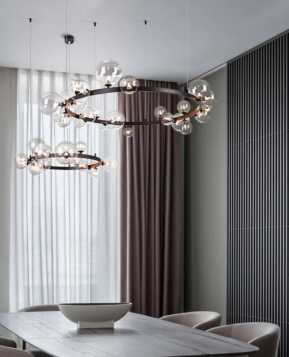 Double Spiral Glass Chandelier