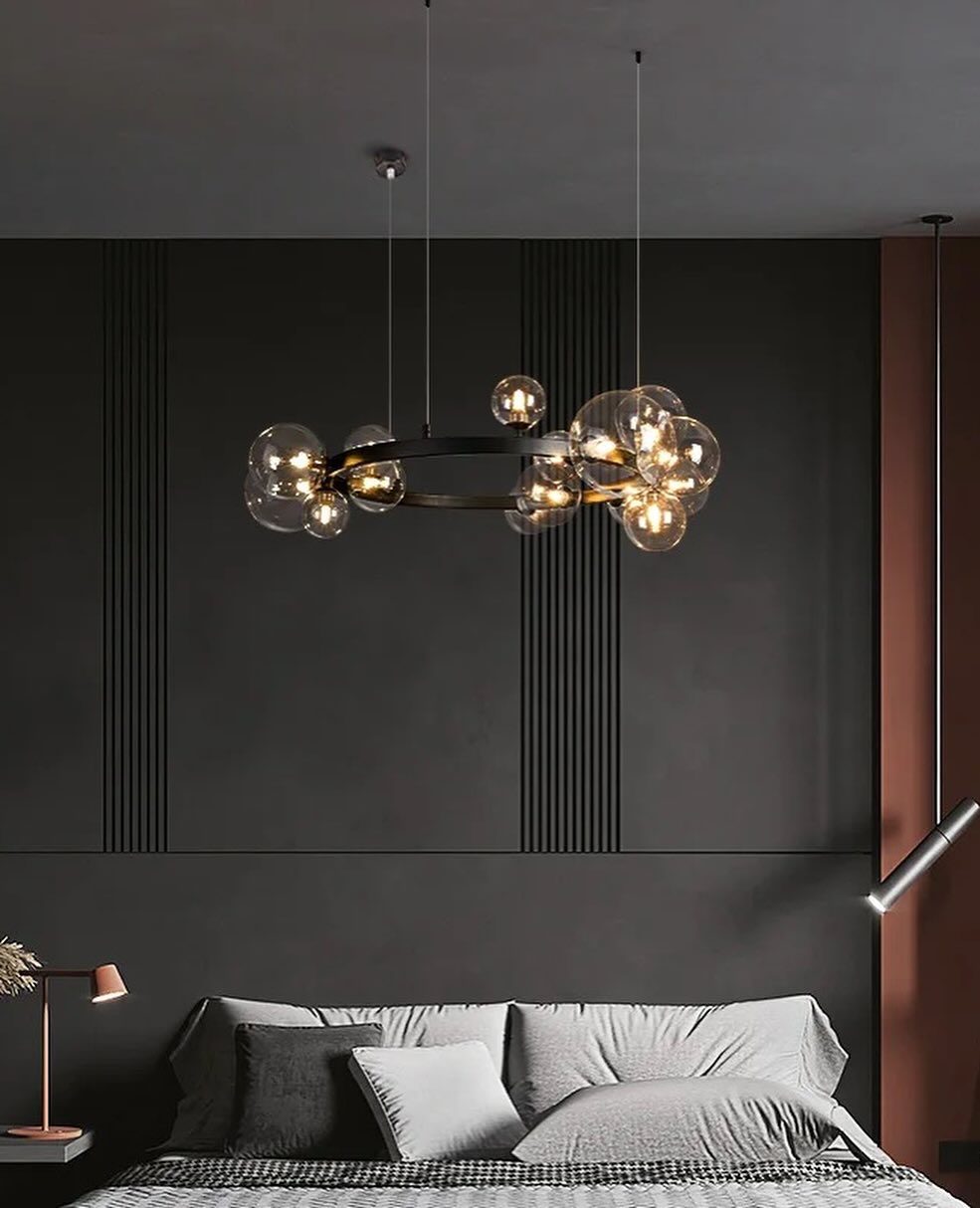 Double Spiral Glass Chandelier