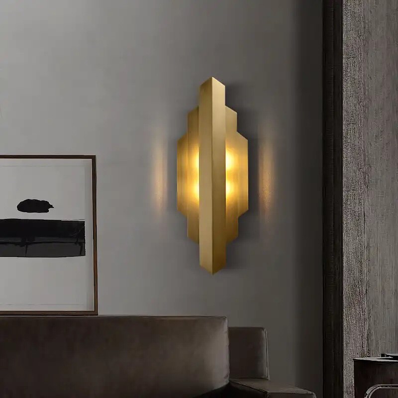 Modern Geometric Wall Sconce - Gold Finish