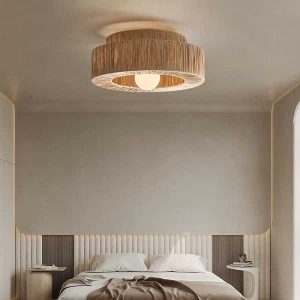 Wooden Rattan Ceiling Light