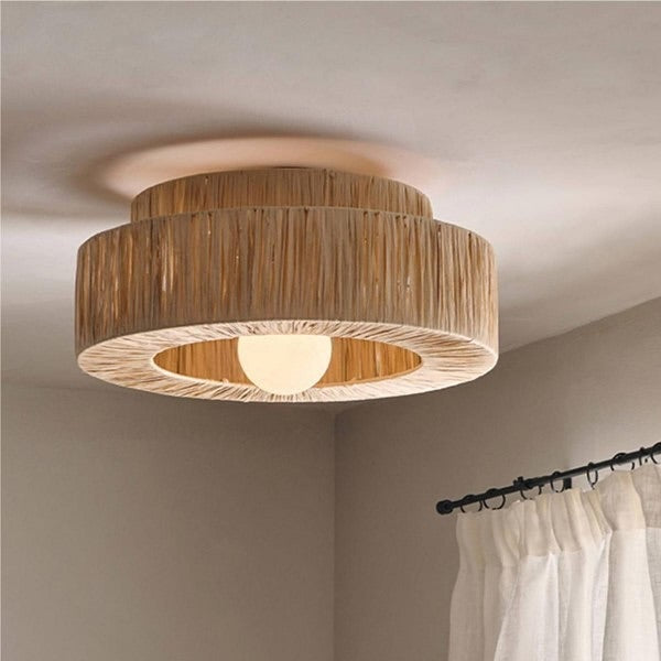 Wooden Rattan Ceiling Light