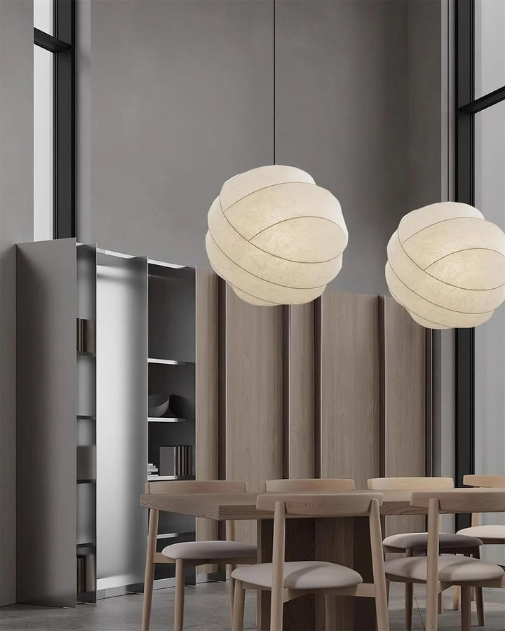 Modern Pendant Light with Sculptural White Shade