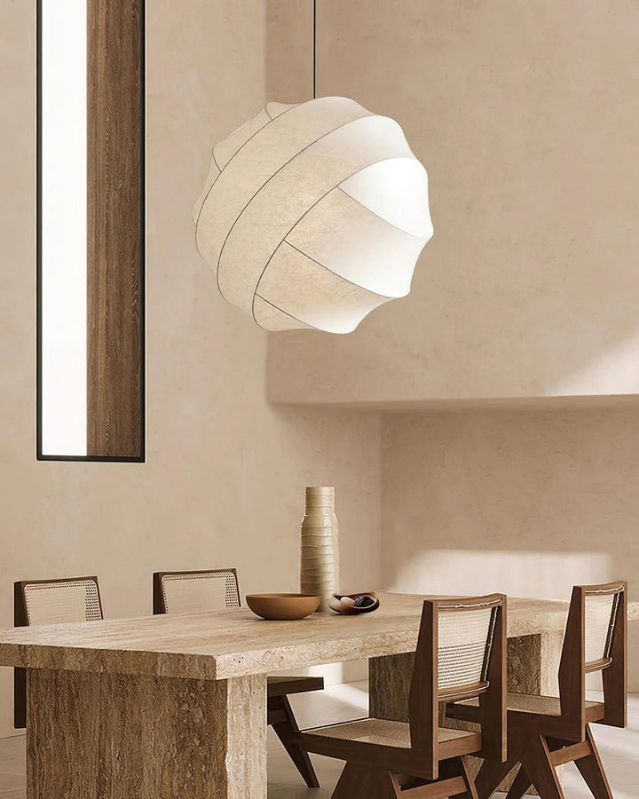 Modern Pendant Light with Sculptural White Shade