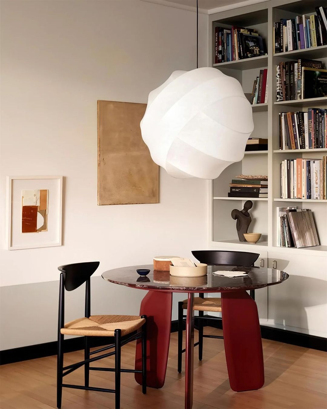 Modern Pendant Light with Sculptural White Shade