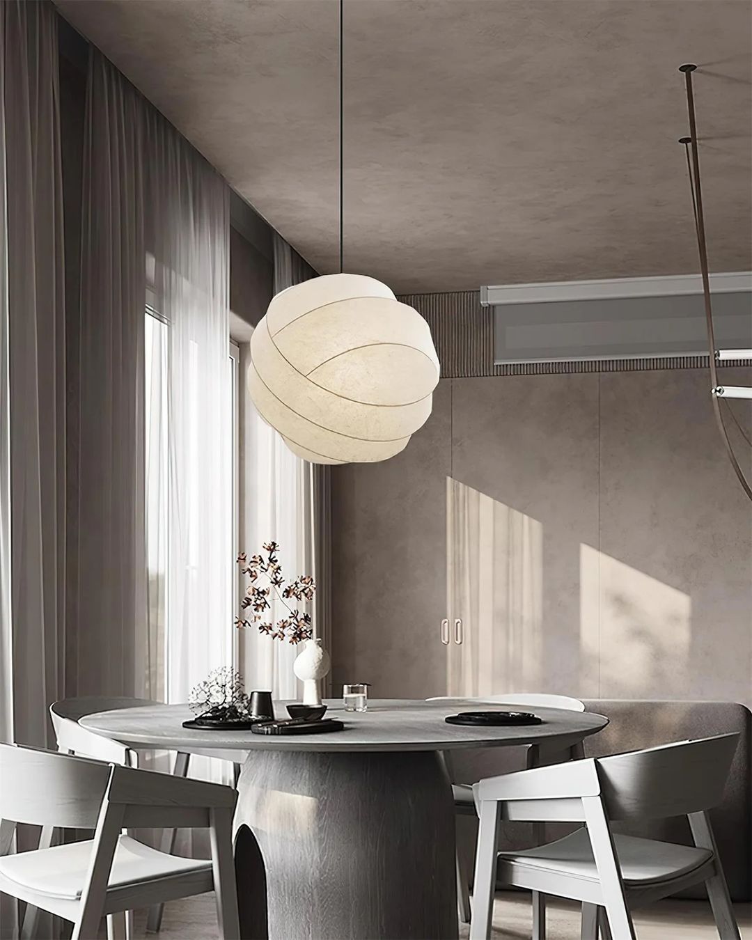 Modern Pendant Light with Sculptural White Shade