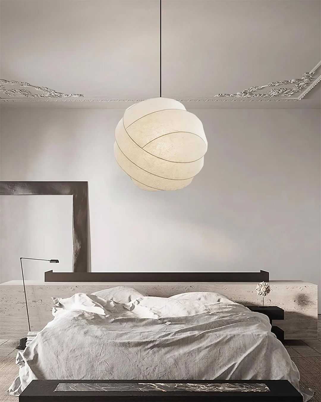 Modern Pendant Light with Sculptural White Shade