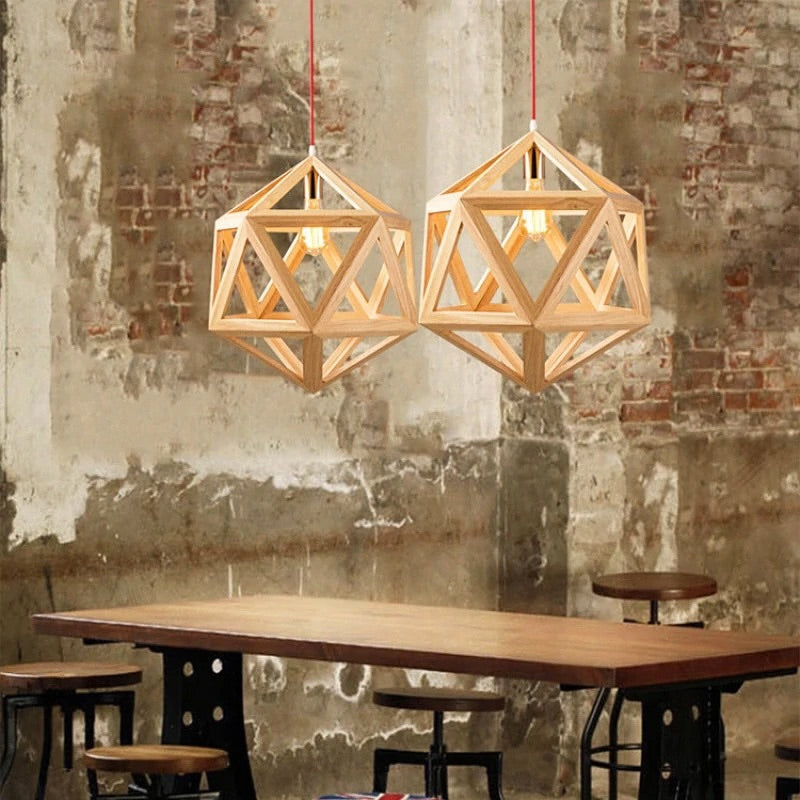 Geometric Wooden Pendant Light