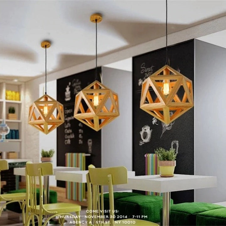 Geometric Wooden Pendant Light