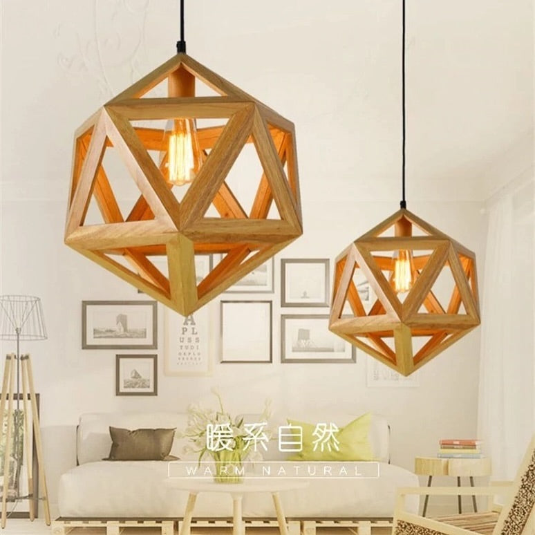 Geometric Wooden Pendant Light