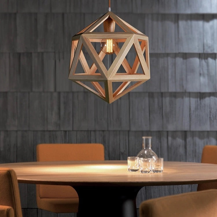 Geometric Wooden Pendant Light