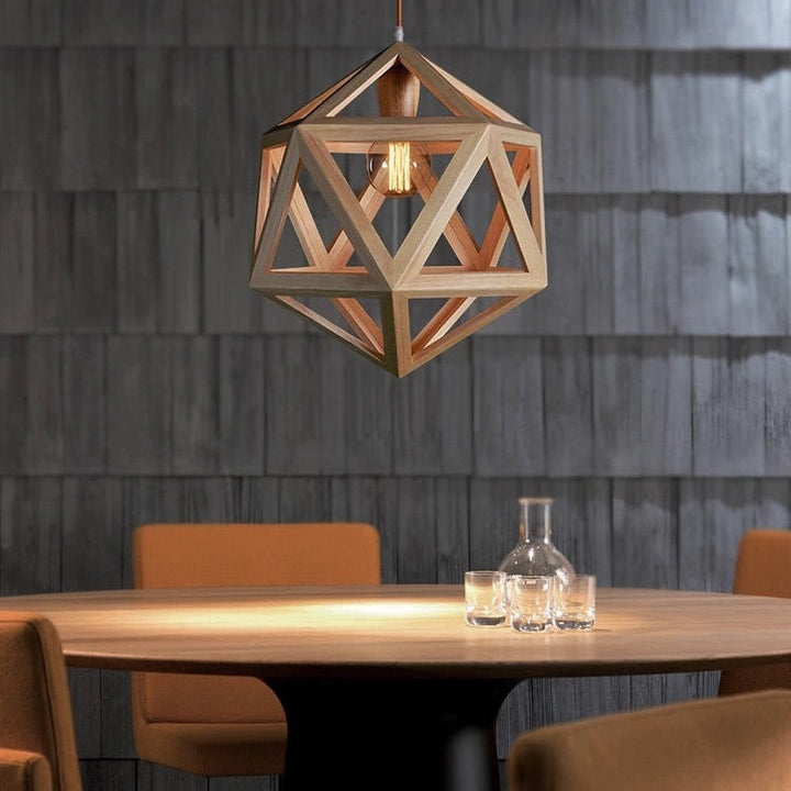 Geometric Wooden Pendant Light