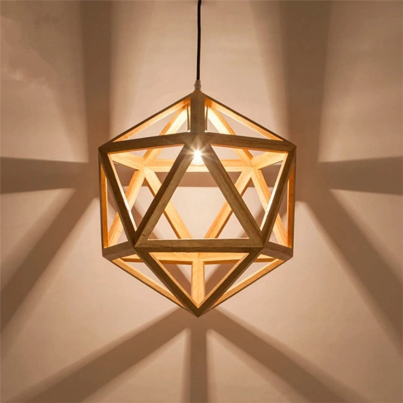 Geometric Wooden Pendant Light