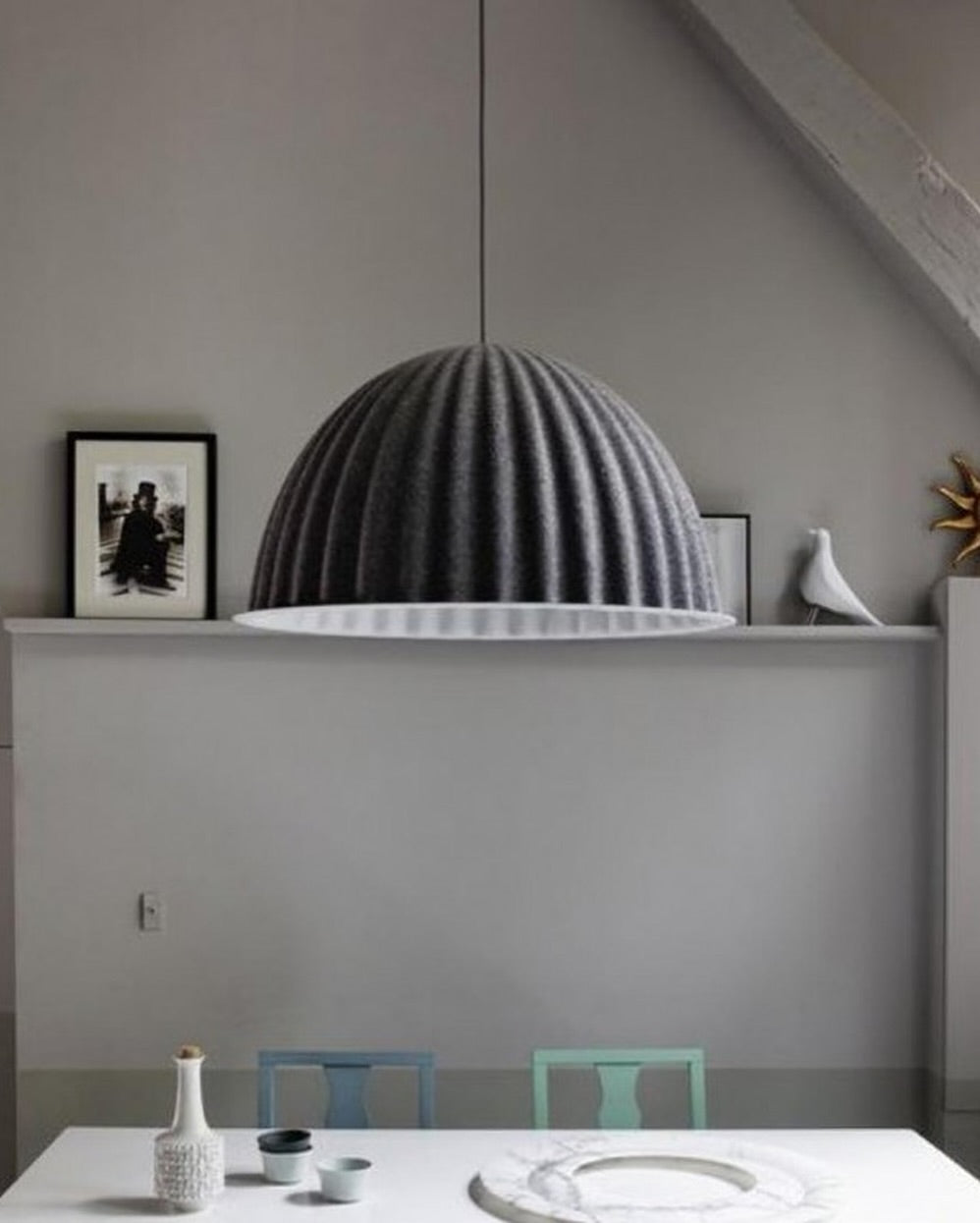 Gray Felt Dome Pendant Light