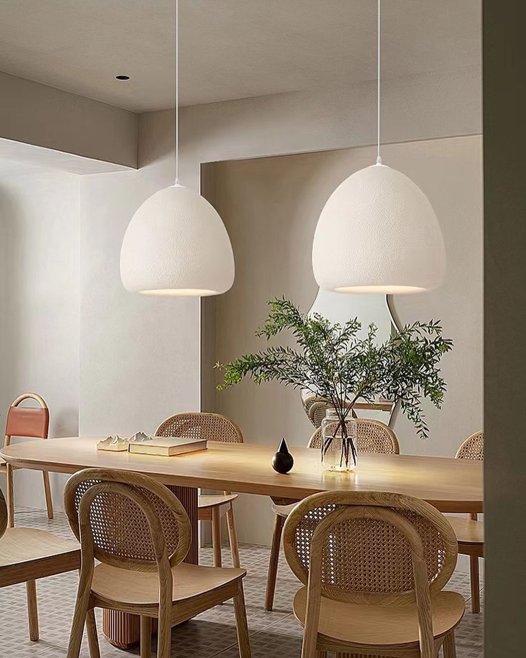 Minimalist Dome Pendant Light - White Textured Finish