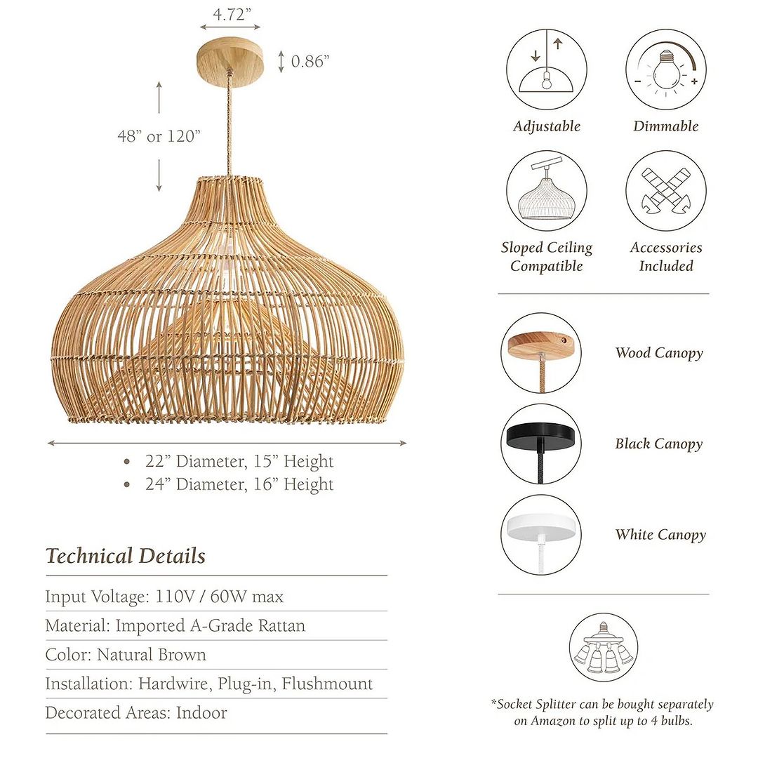 Natural Woven Pendant Light