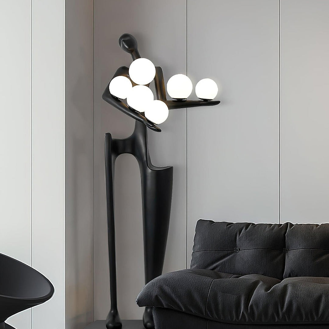 Contemporary Sculpture Floor Lamp with Globe Lights