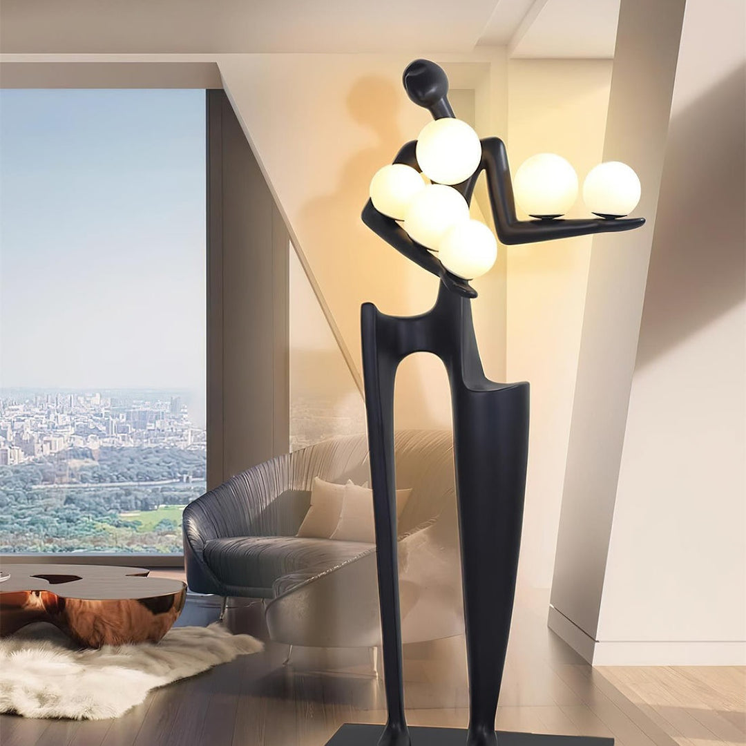 Contemporary Sculpture Floor Lamp with Globe Lights