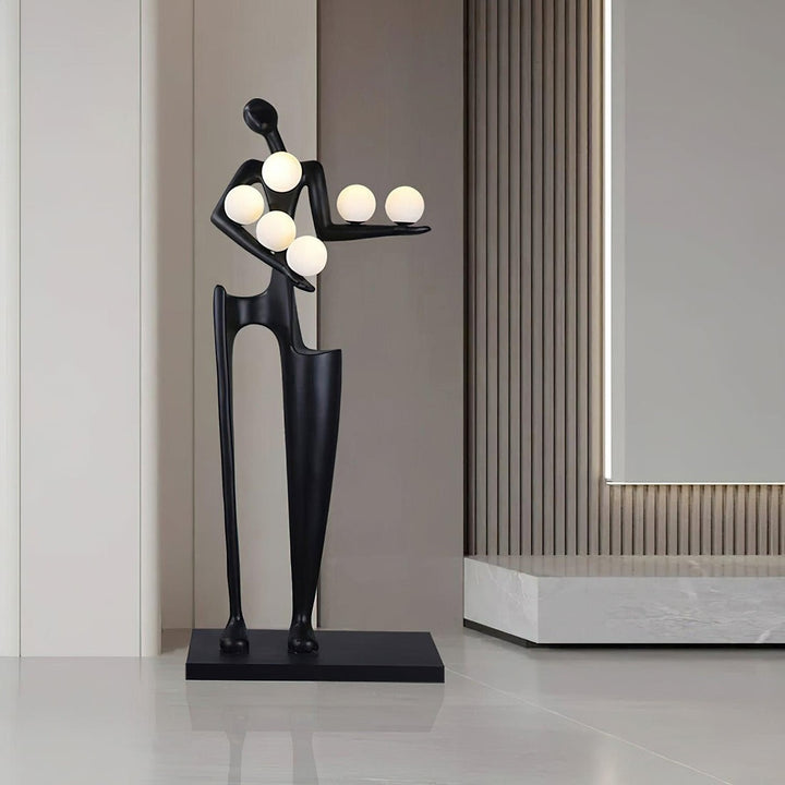 Contemporary Sculpture Floor Lamp with Globe Lights