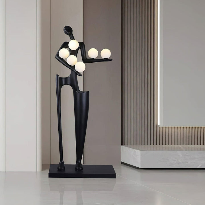 Contemporary Sculpture Floor Lamp with Globe Lights