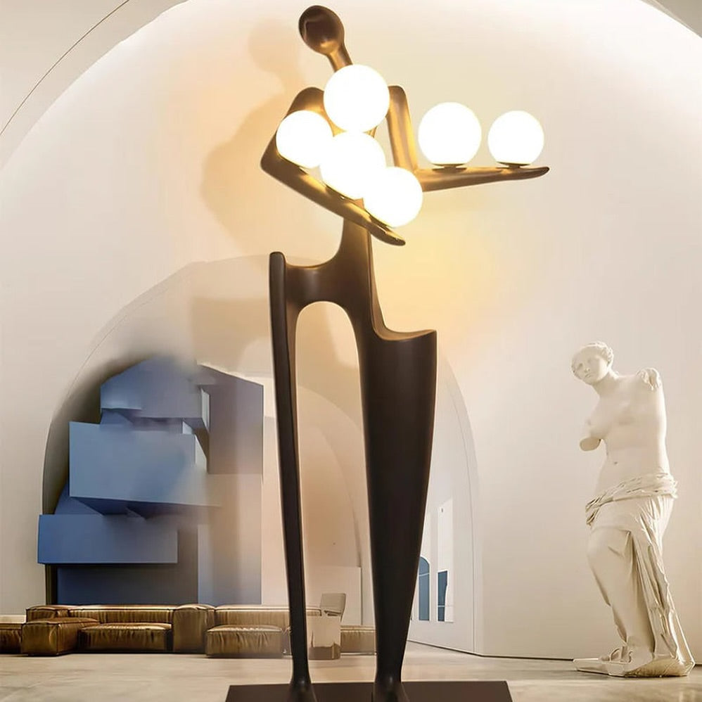 Contemporary Sculpture Floor Lamp with Globe Lights