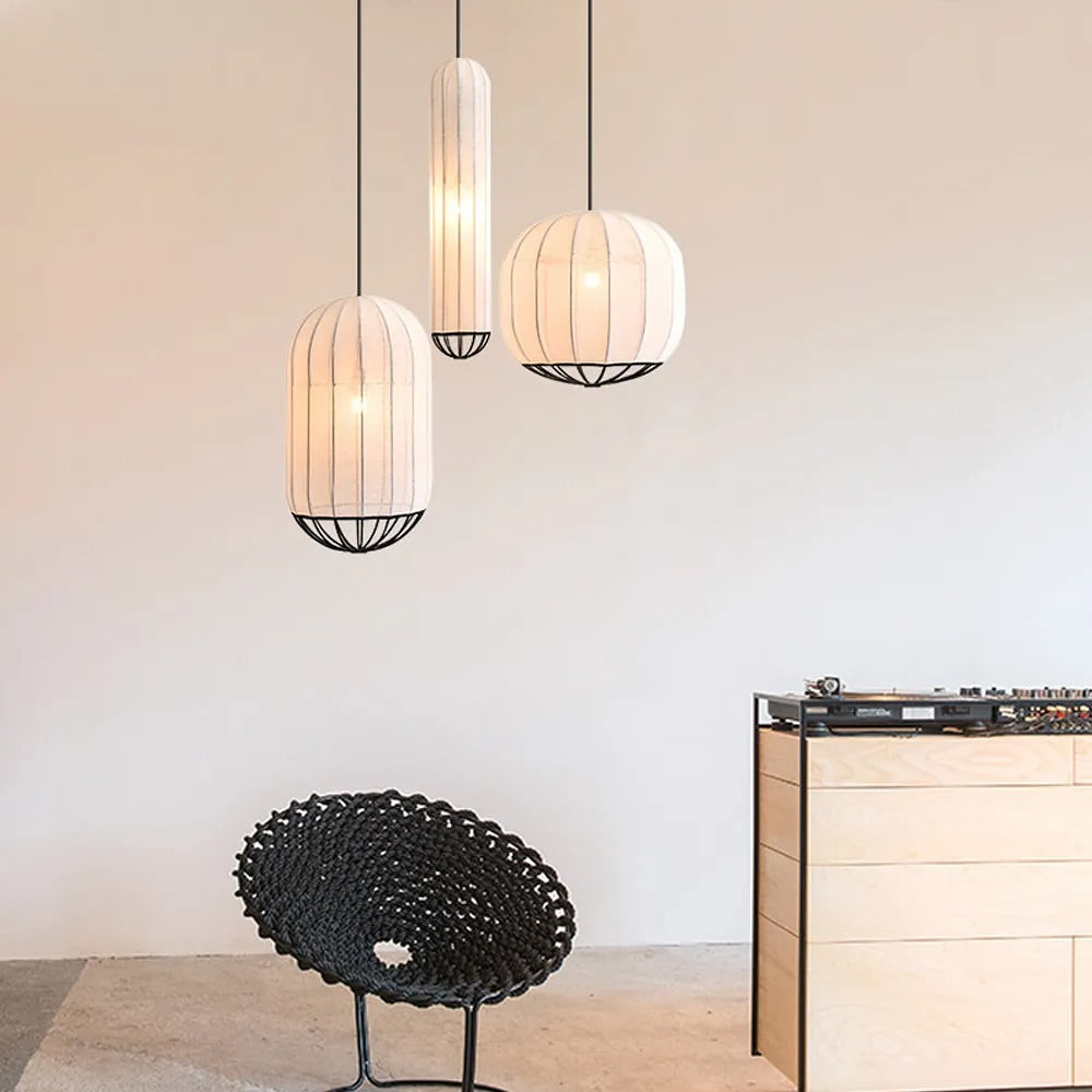 Contemporary Fabric Pendant Light - Soft White Design