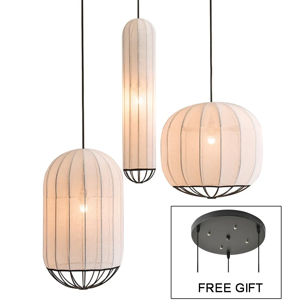 Contemporary Fabric Pendant Light - Soft White Design