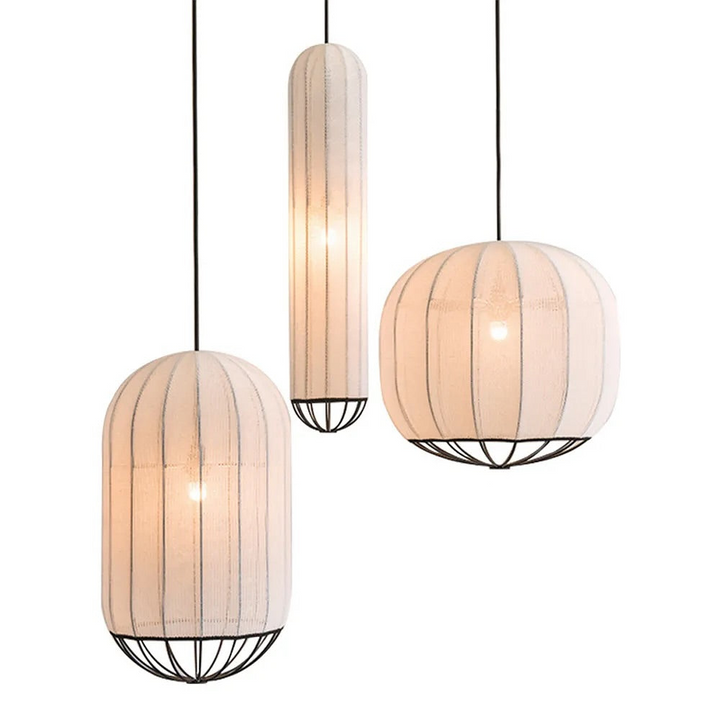 Contemporary Fabric Pendant Light - Soft White Design