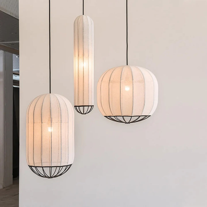 Contemporary Fabric Pendant Light - Soft White Design