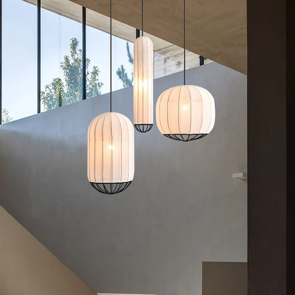 Contemporary Fabric Pendant Light - Soft White Design