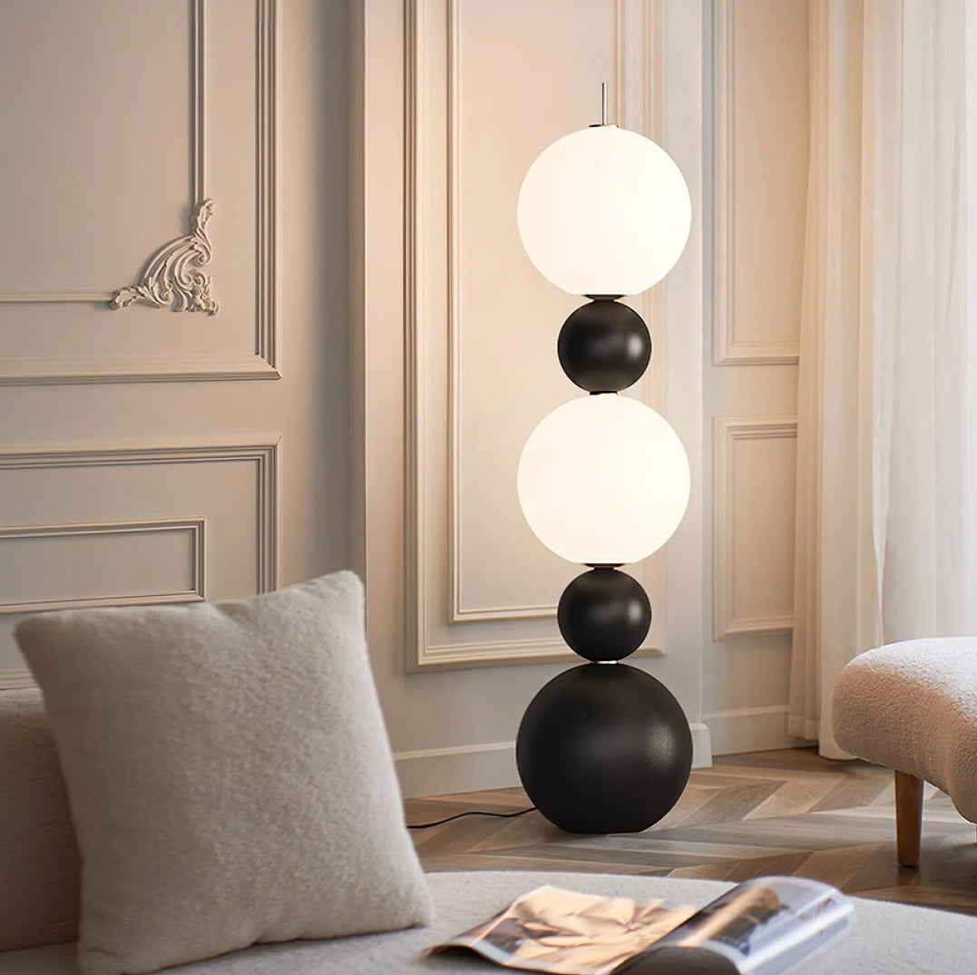 Modern Globe Floor Lamp - Black and White Design