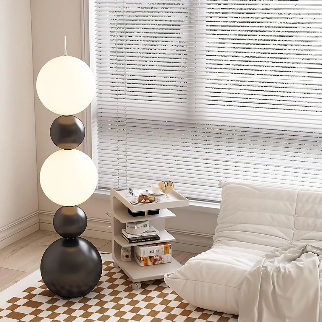 Modern Globe Floor Lamp - Black and White Design