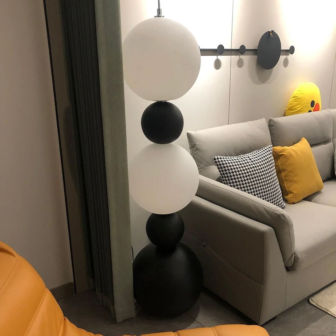 Modern Globe Floor Lamp - Black and White Design