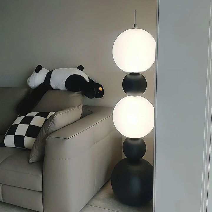 Modern Globe Floor Lamp - Black and White Design