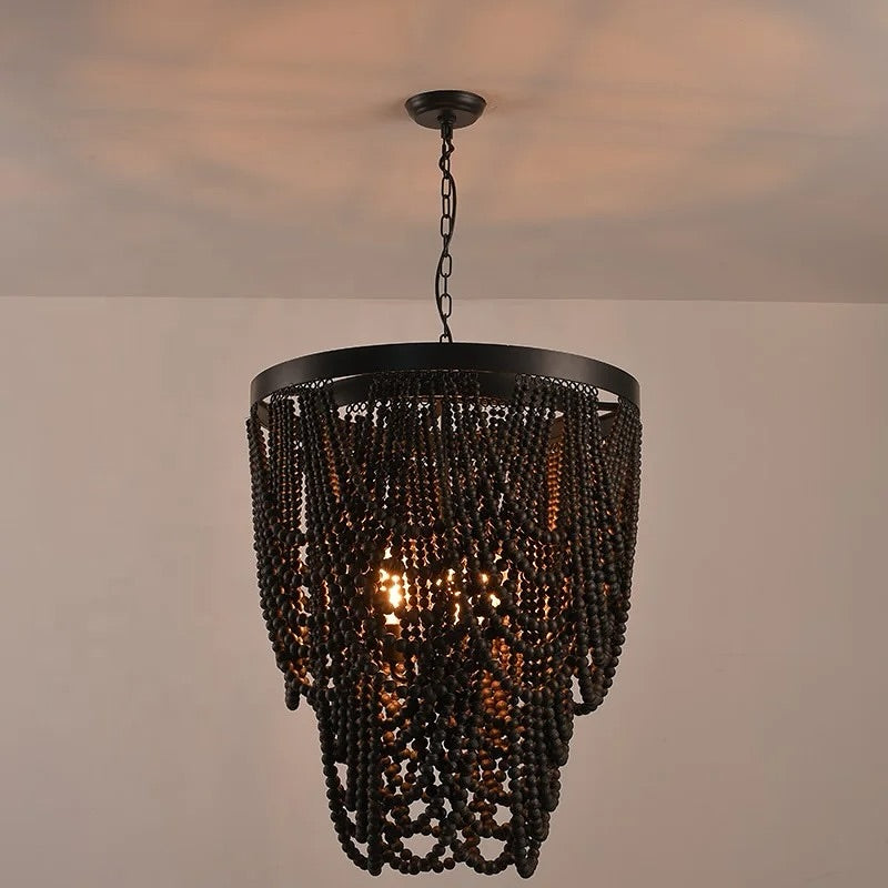 White Beaded Chandelier - Elegant Boho Design