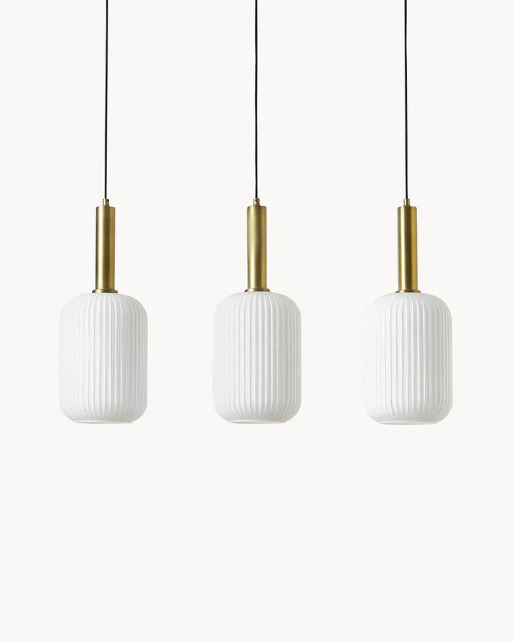 Triple Gold and Glass Pendant Light