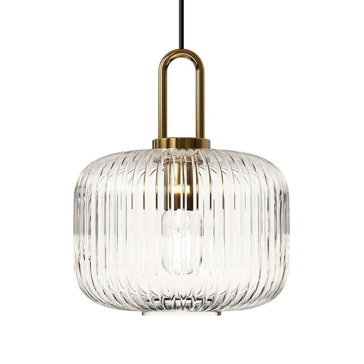 Modern Ribbed Glass Pendant Light Set