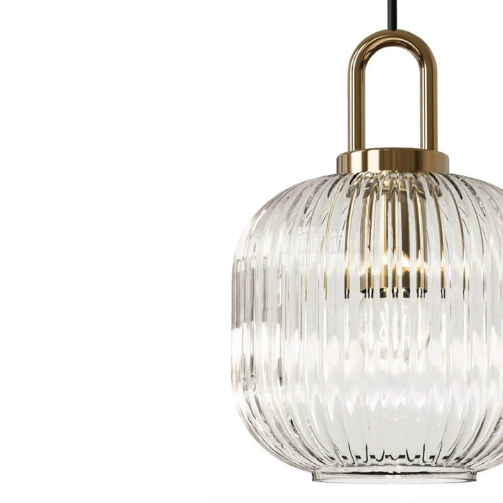 Modern Ribbed Glass Pendant Light Set