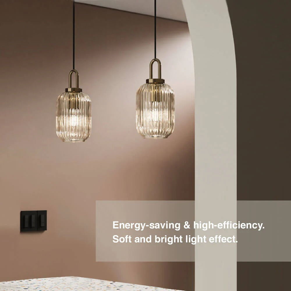 Modern Ribbed Glass Pendant Light Set