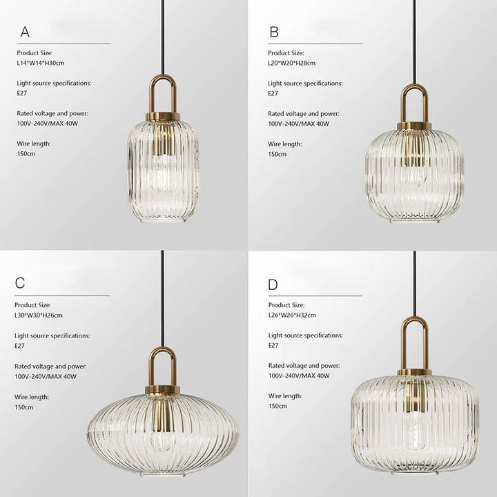 Modern Ribbed Glass Pendant Light Set