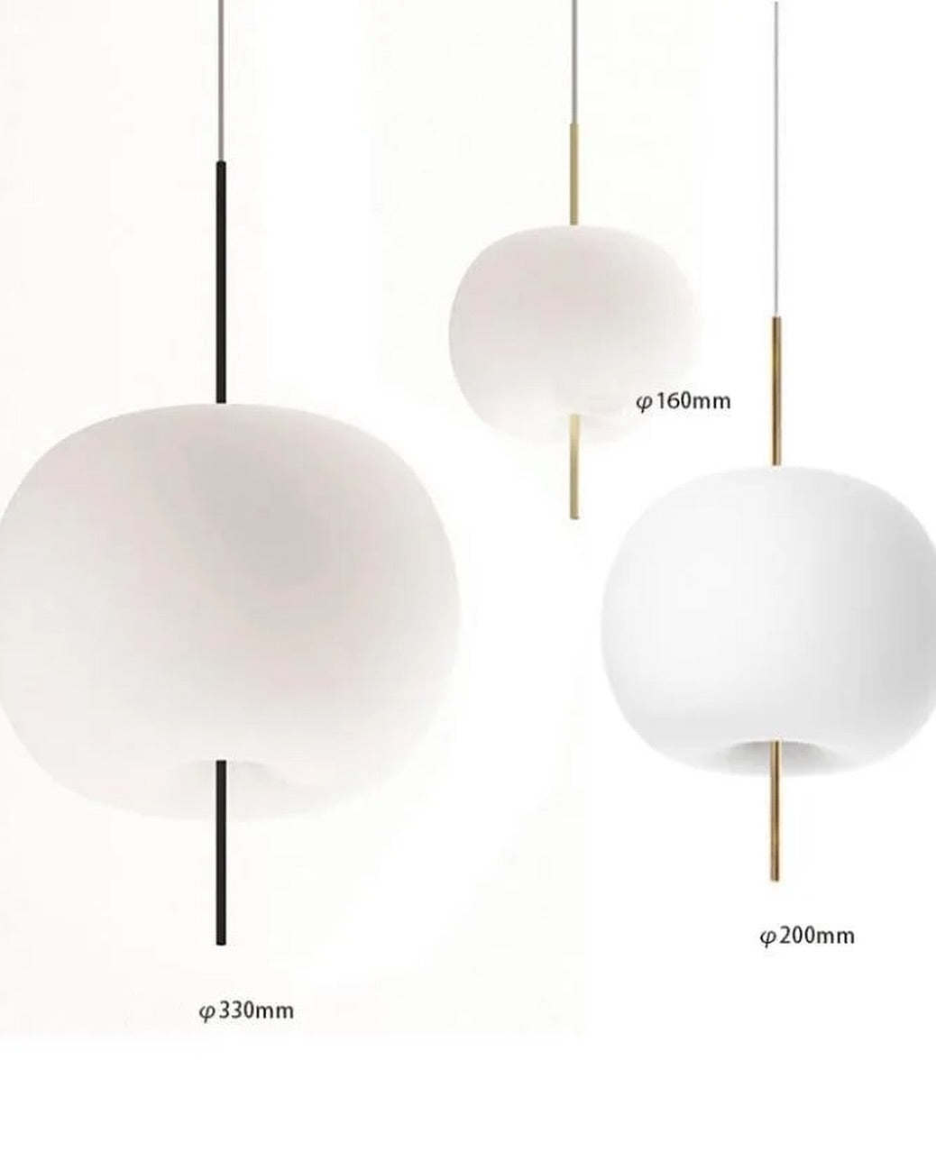 Minimalist White Globe Pendant Light with Brass Accent