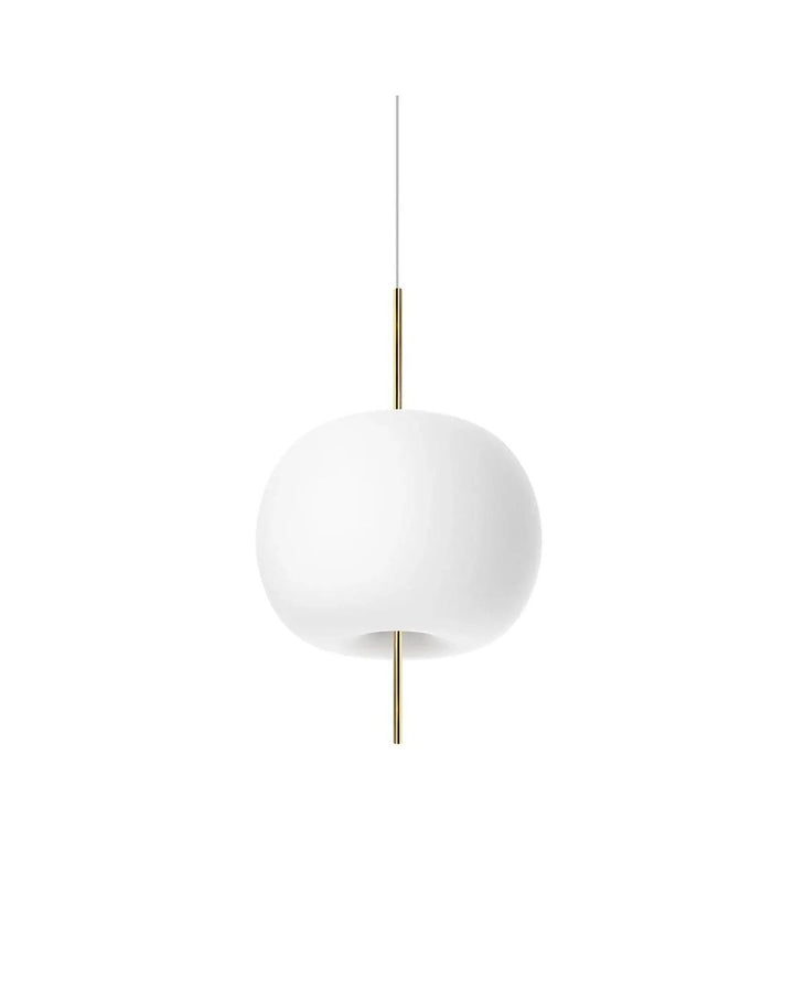 Minimalist White Globe Pendant Light with Brass Accent