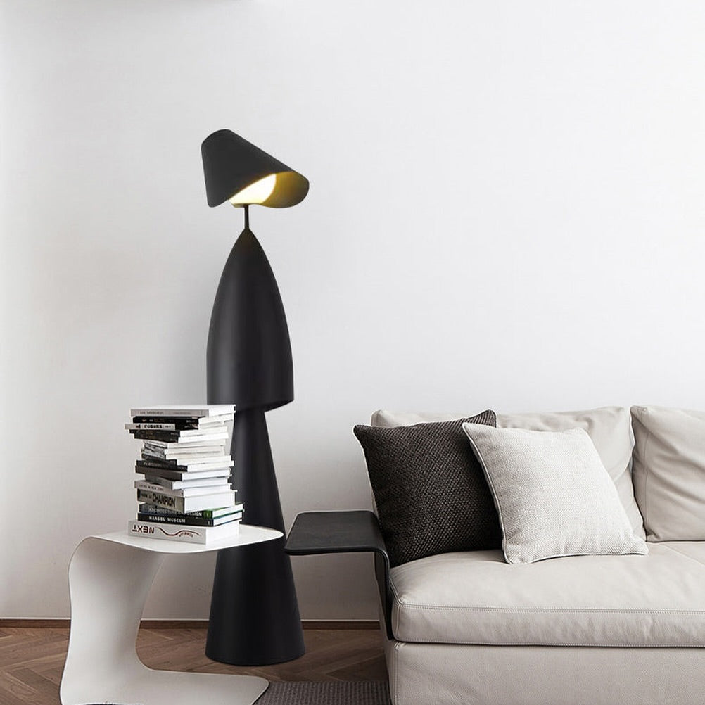 Contemporary Sculptural Floor Lamp with Black Finish