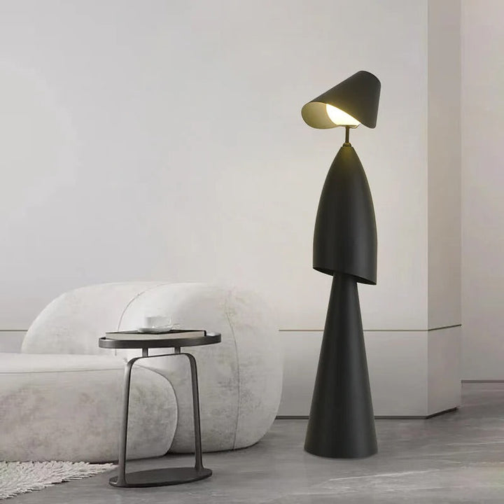 Contemporary Sculptural Floor Lamp with Black Finish