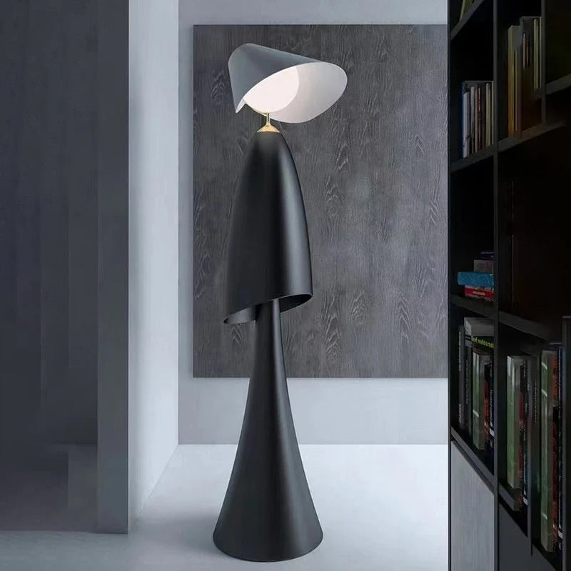 Contemporary Sculptural Floor Lamp with Black Finish