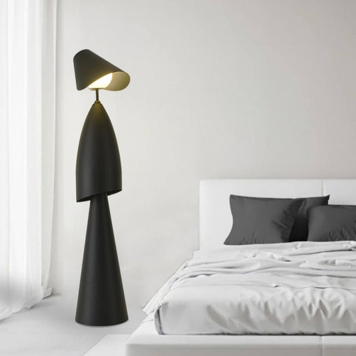 Contemporary Sculptural Floor Lamp with Black Finish