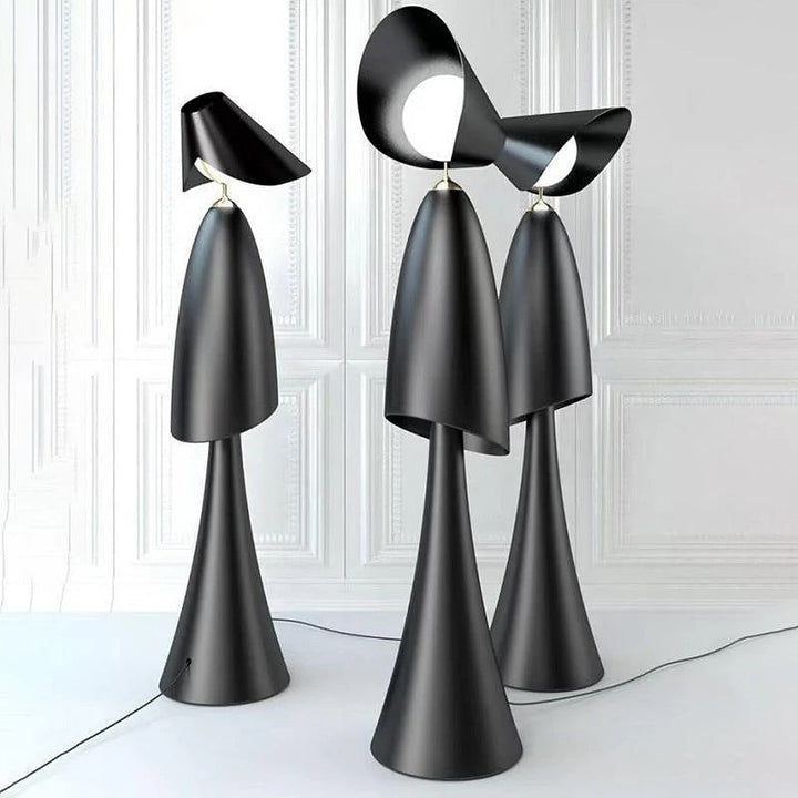 Contemporary Sculptural Floor Lamp with Black Finish