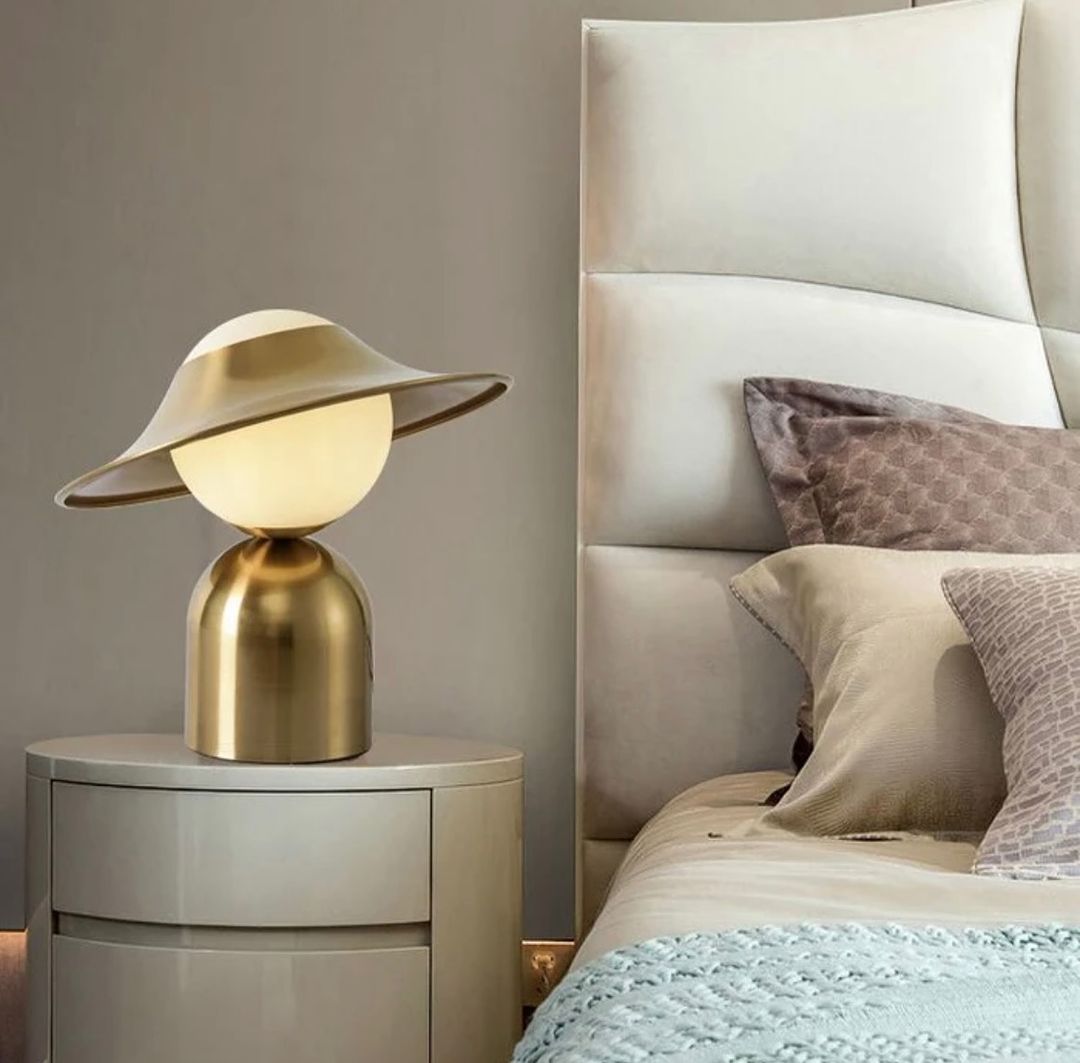 Modern Brass Table Lamp with Sculptural Design