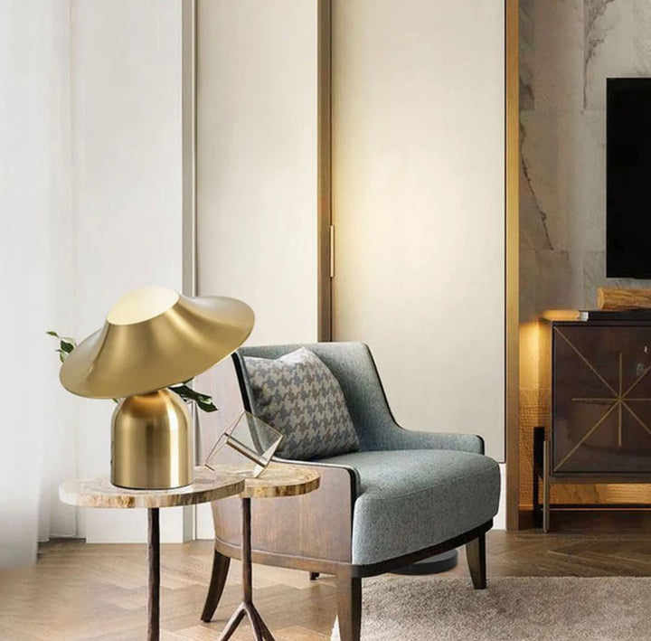 Modern Brass Table Lamp with Sculptural Design