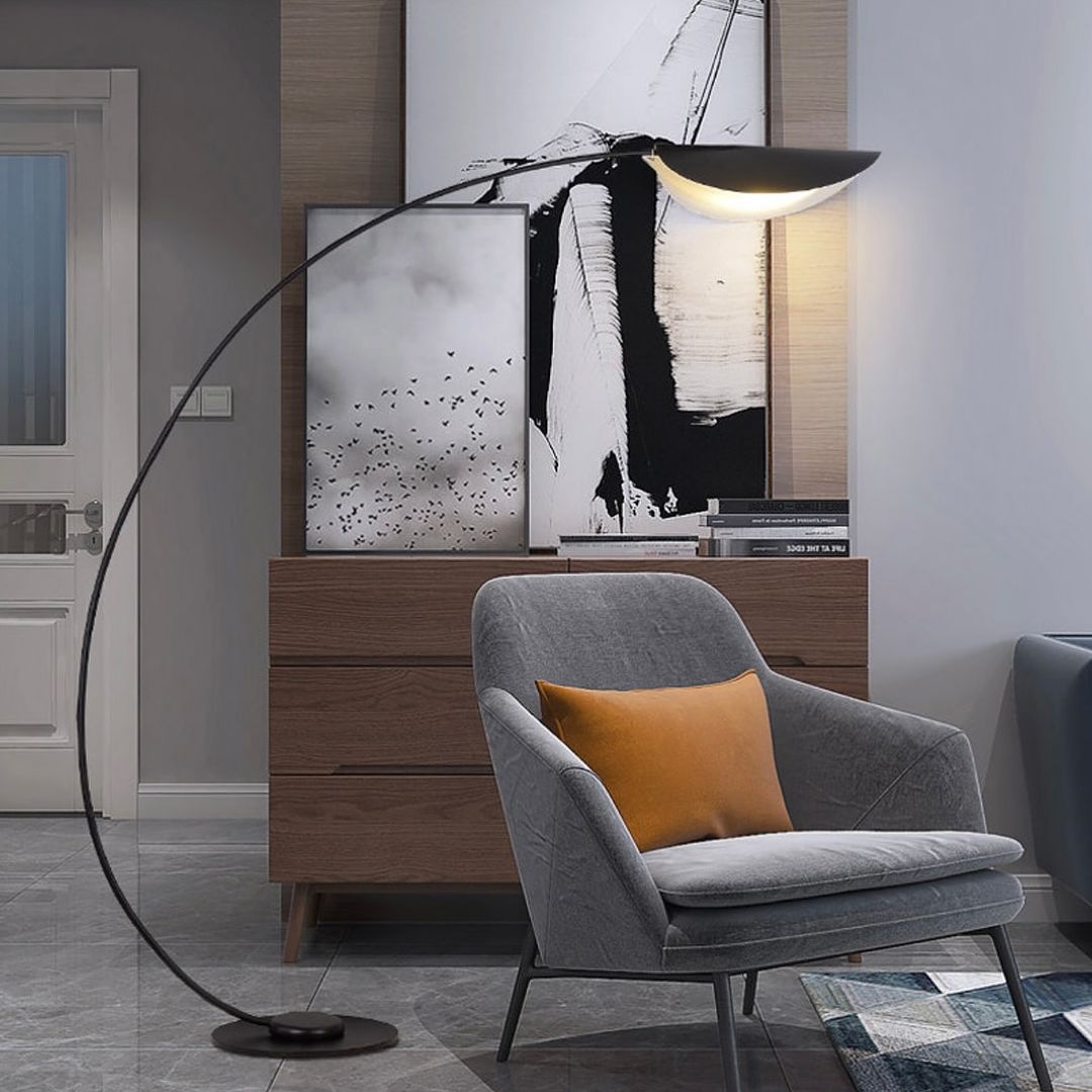 Modern Arc Floor Lamp with Black Finish